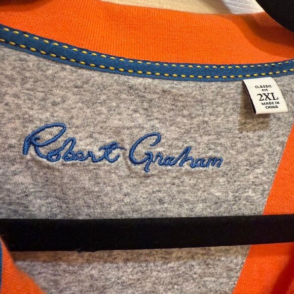 Robert Graham Men's Orange Polo Shirt w/Colorful Color Sz 2XL - Picture 2 of 5
